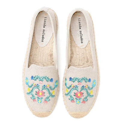 Espadrilles Femme Toile – Motif Floral Brodé