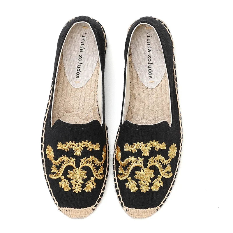 Espadrilles Femme Toile – Motif Floral Brodé