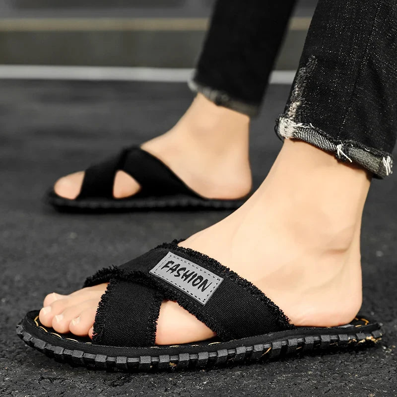 Sandales Homme Tissu Croisé – Style Décontracté Avec Semelle Antidérapante