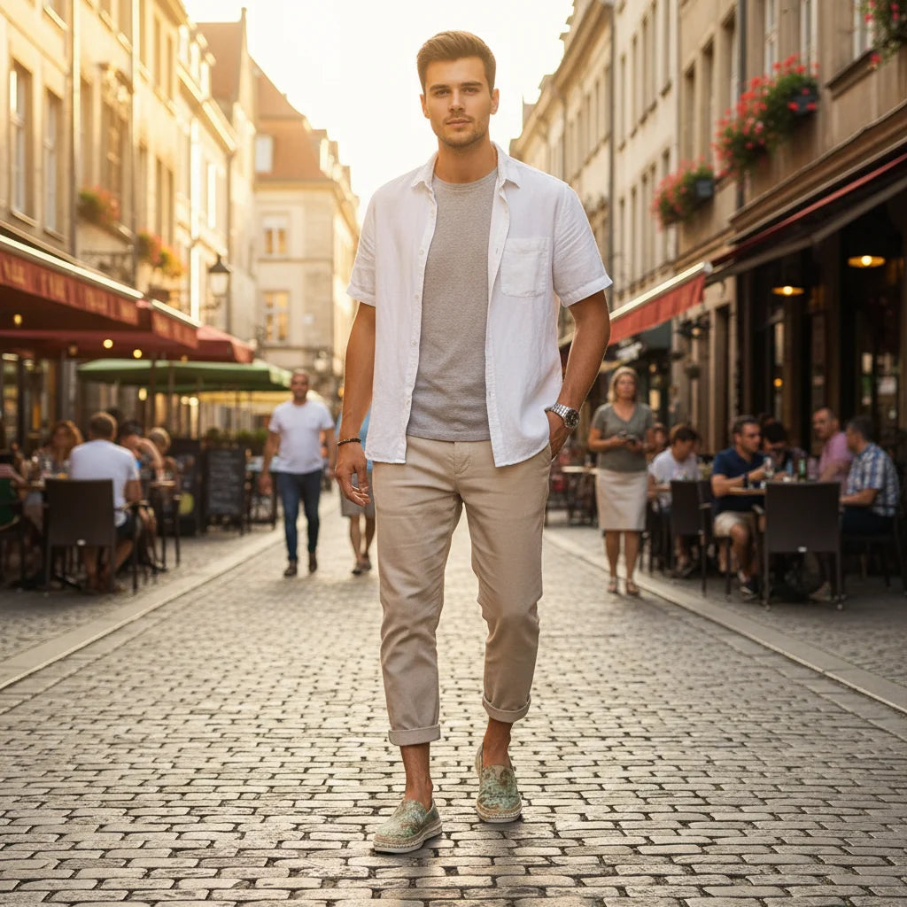Espadrilles Homme Coton – Imprimé Floral Semelle Corde