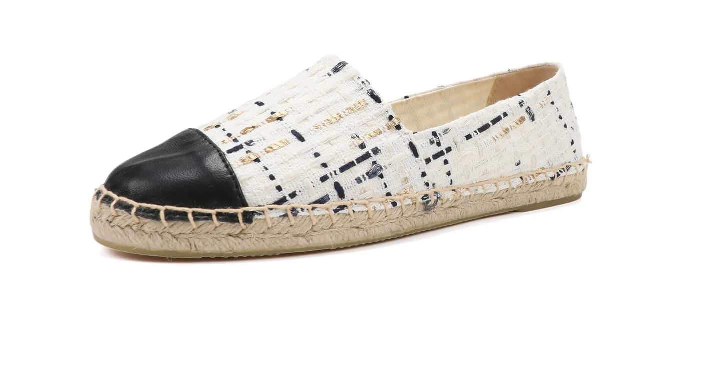 Espadrilles Femme Toile – Bout Contrasté Noir
