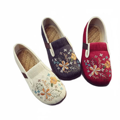 Espadrilles Femme Toile Brodée – Motif Floral Ethnique