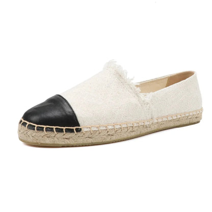 Espadrilles Femme Toile – Bout Contrasté Noir