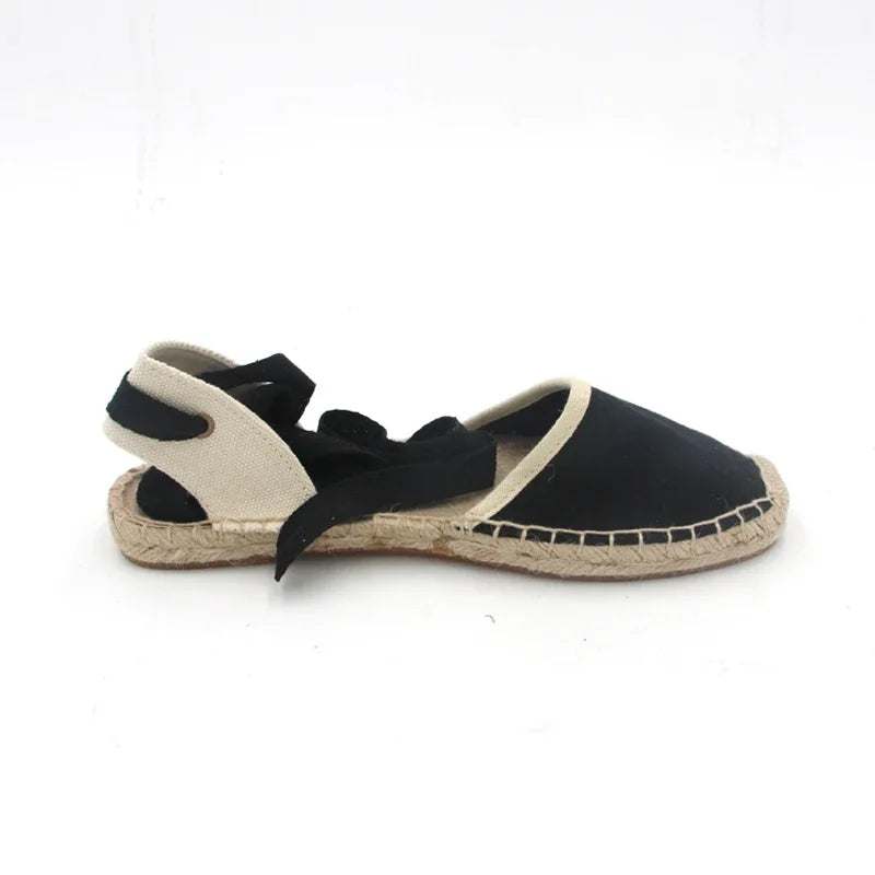 Espadrilles Femme Toile – Rayures & Ruban Cheville