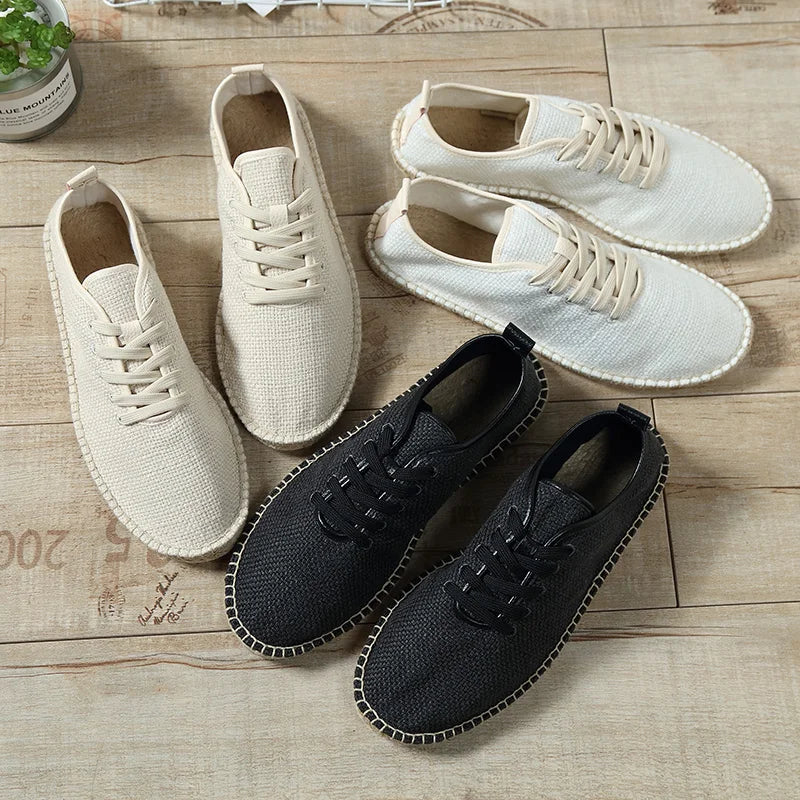 Espadrilles Homme Lin – Lacets Ton Sur Ton Semelle Corde