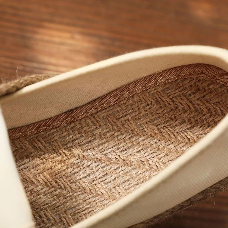 Espadrilles Femme Toile Brodées – Mocassins Slip-On Fleuris