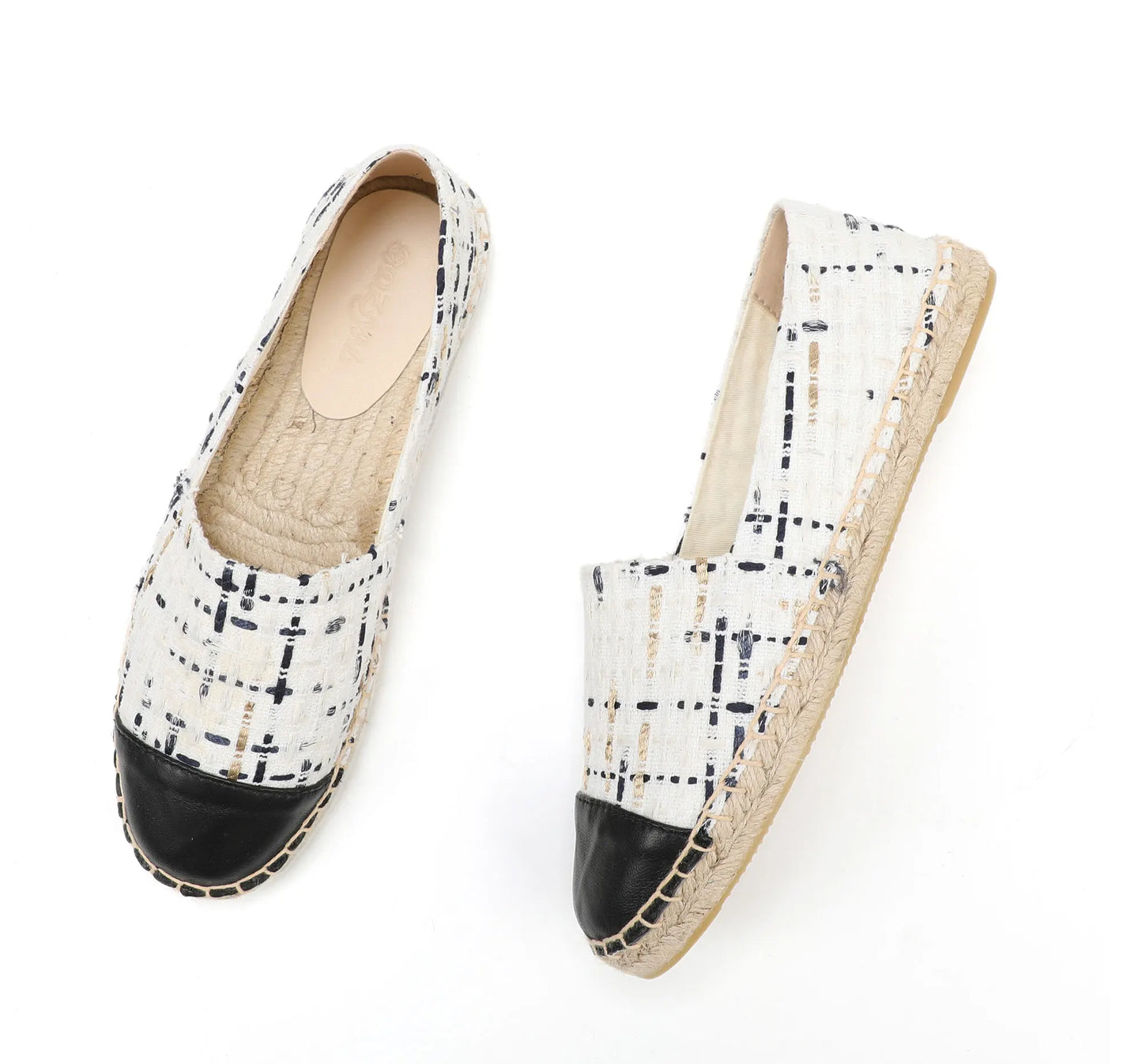 Espadrilles Femme Toile – Bout Contrasté Noir
