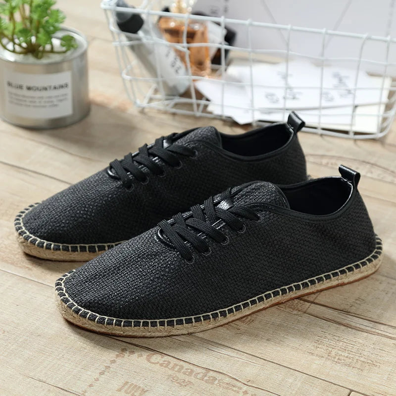 Espadrilles Homme Lin – Lacets Ton Sur Ton Semelle Corde