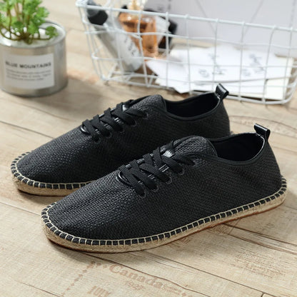Espadrilles Homme Lin – Lacets Ton Sur Ton Semelle Corde