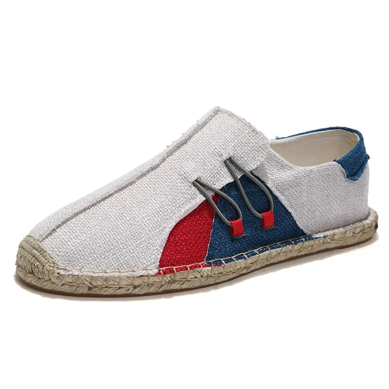 Espadrilles Homme Toile – Motif Patchwork Bicolore