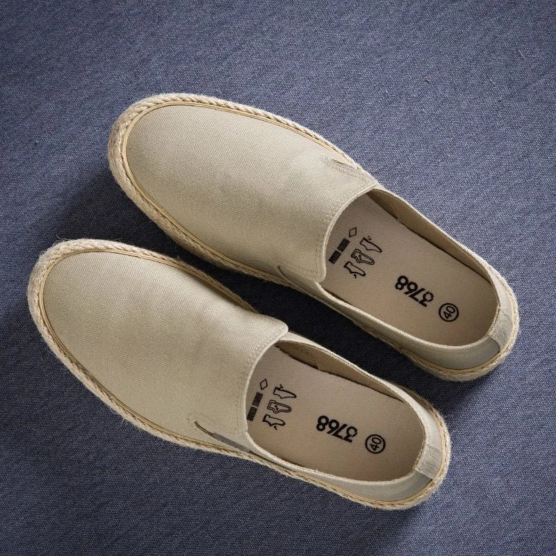 Espadrilles Homme Toile – Slip-On Uni Semelle Tressée