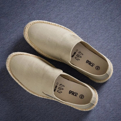 Espadrilles Homme Toile – Slip-On Uni Semelle Tressée