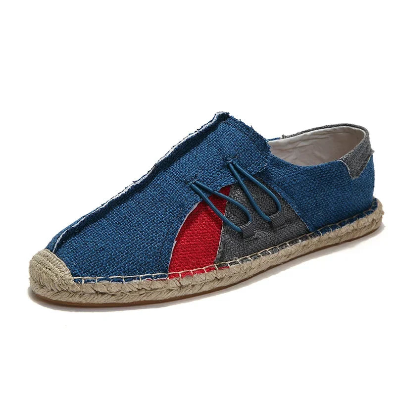 Espadrilles Homme Toile – Motif Patchwork Bicolore