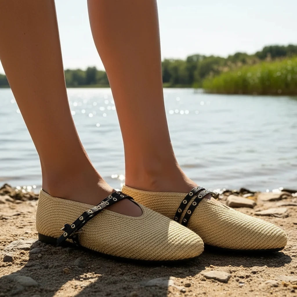Espadrilles Femme Toile Tressée – Bride Boucle Noir