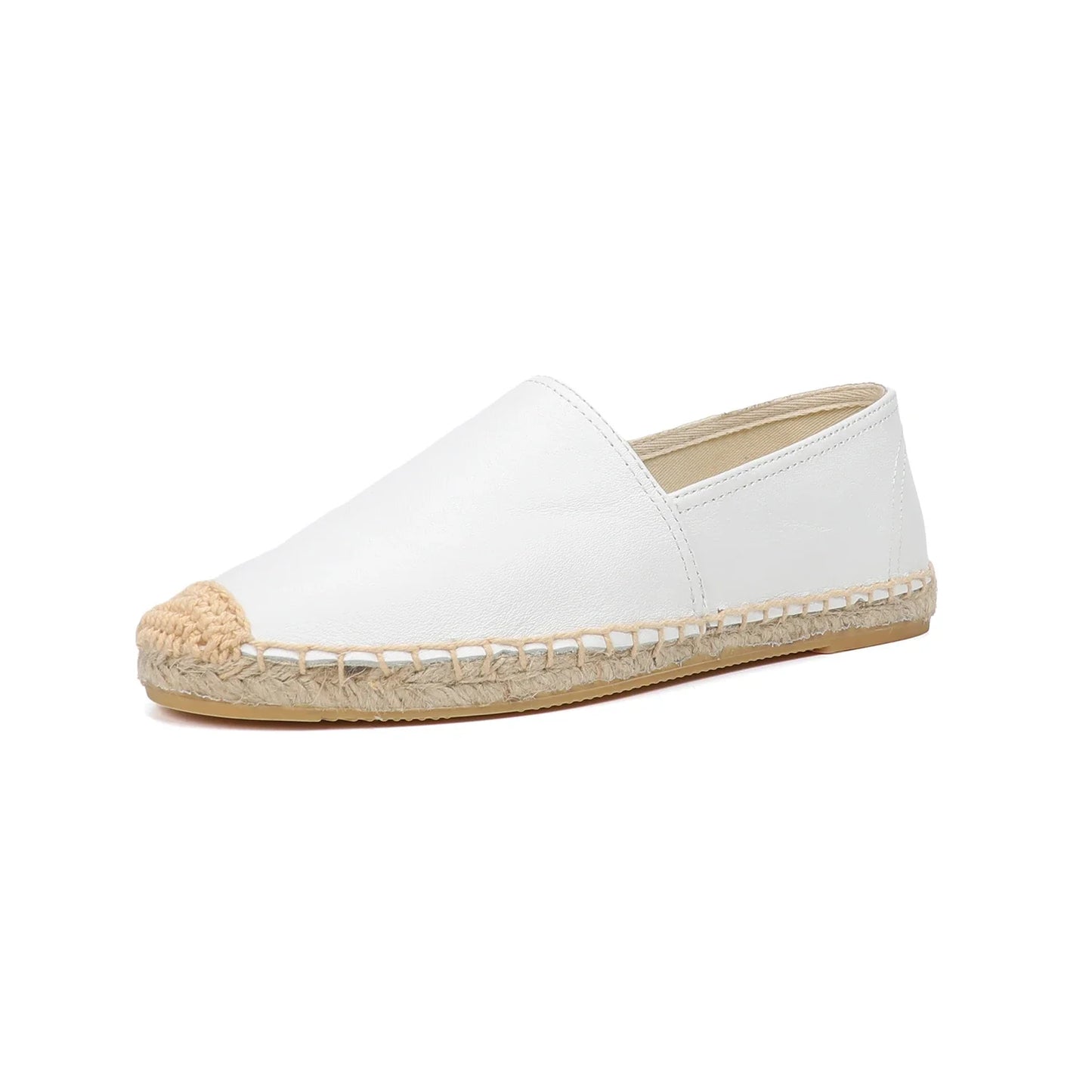 Espadrilles Femme Cuir – Bout Rond et Semelle Tressée