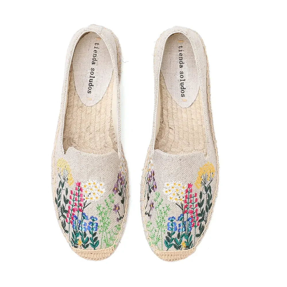 Espadrilles Femme Toile – Motif Floral Brodé