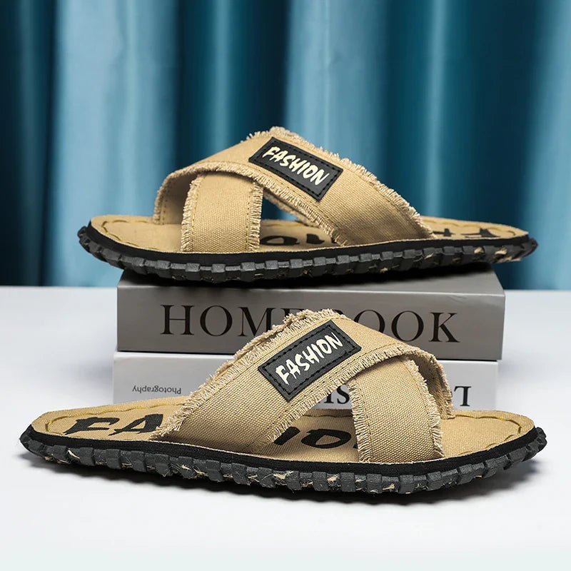 Sandales Homme Tissu Croisé – Style Décontracté Avec Semelle Antidérapante