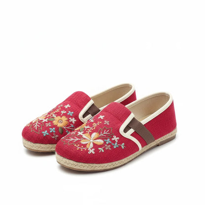 Espadrilles Femme Toile Brodée – Motif Floral Ethnique