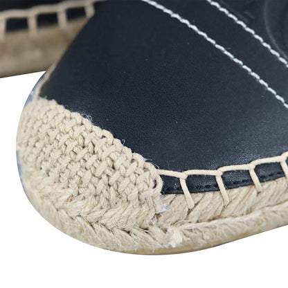 Espadrilles Femme PU – Logo Embossé Noir