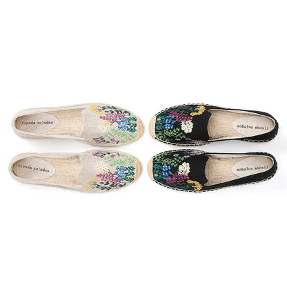 Espadrilles Femme Toile – Motif Floral Brodé