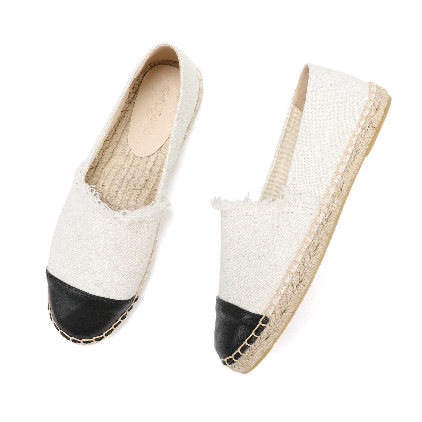 Espadrilles Femme Toile – Bout Contrasté Noir