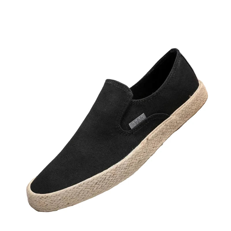 Espadrilles Homme Toile – Slip-On Uni Semelle Tressée