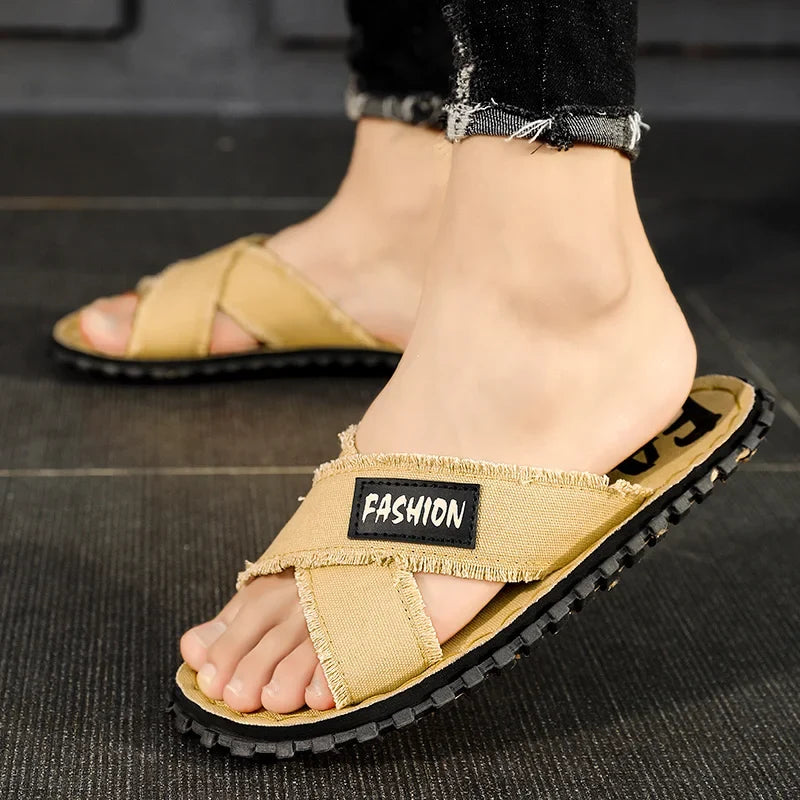 Sandales Homme Tissu Croisé – Style Décontracté Avec Semelle Antidérapante