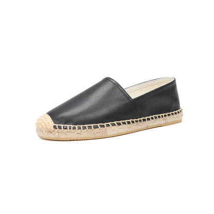 Espadrilles Femme Cuir – Bout Rond et Semelle Tressée