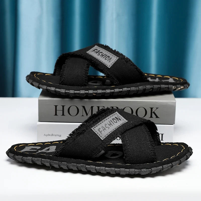Sandales Homme Tissu Croisé – Style Décontracté Avec Semelle Antidérapante