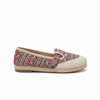 Espadrilles Femme Toile – Motif Ethnique Multicolore Tressé