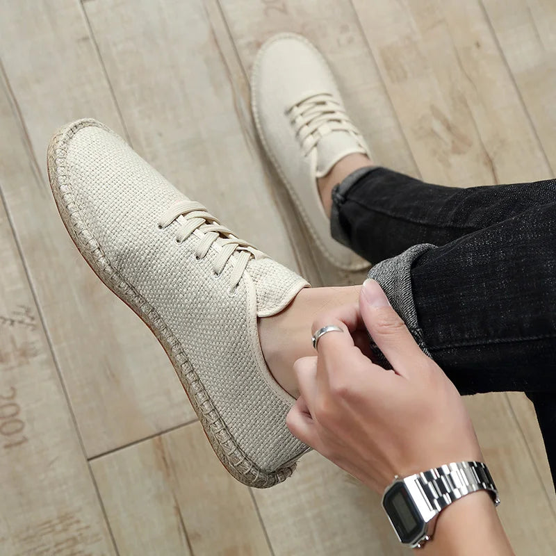 Espadrilles Homme Lin – Lacets Ton Sur Ton Semelle Corde