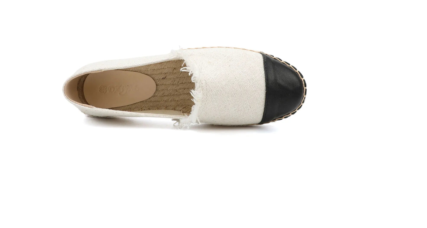 Espadrilles Femme Toile – Bout Contrasté Noir