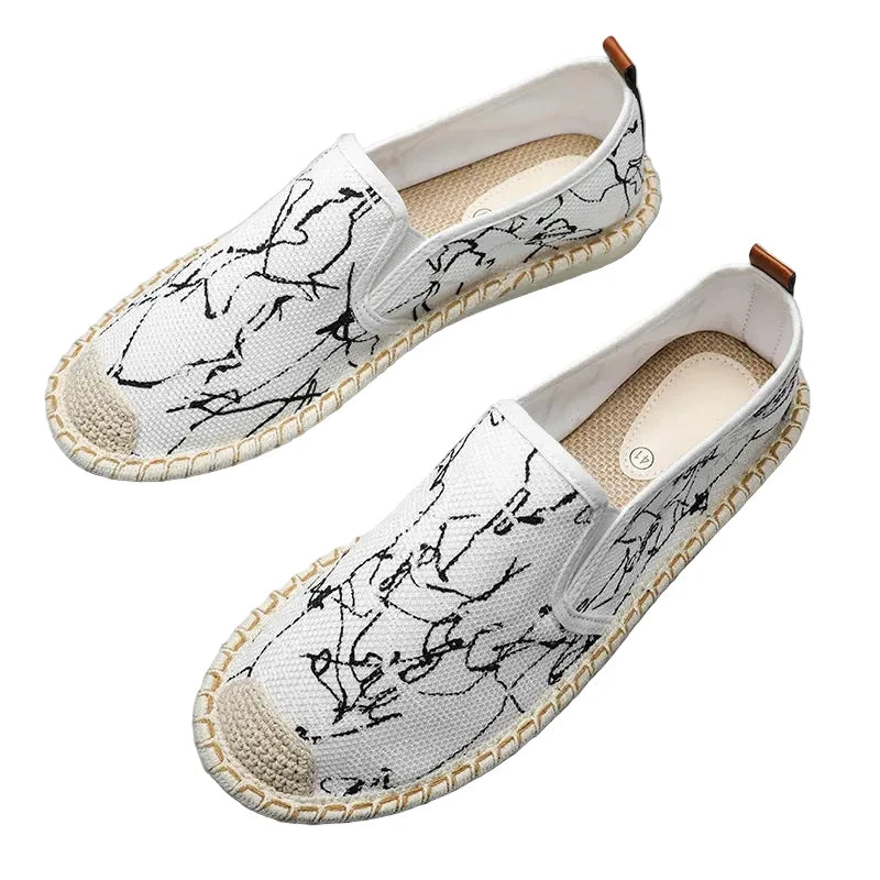 Espadrilles Homme Toile – Motifs Ethniques Slip-On