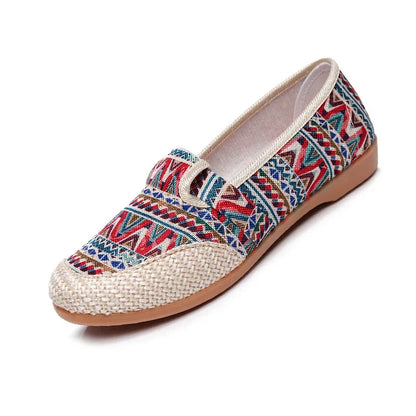 Espadrilles Femme Toile – Motif Ethnique Multicolore Tressé