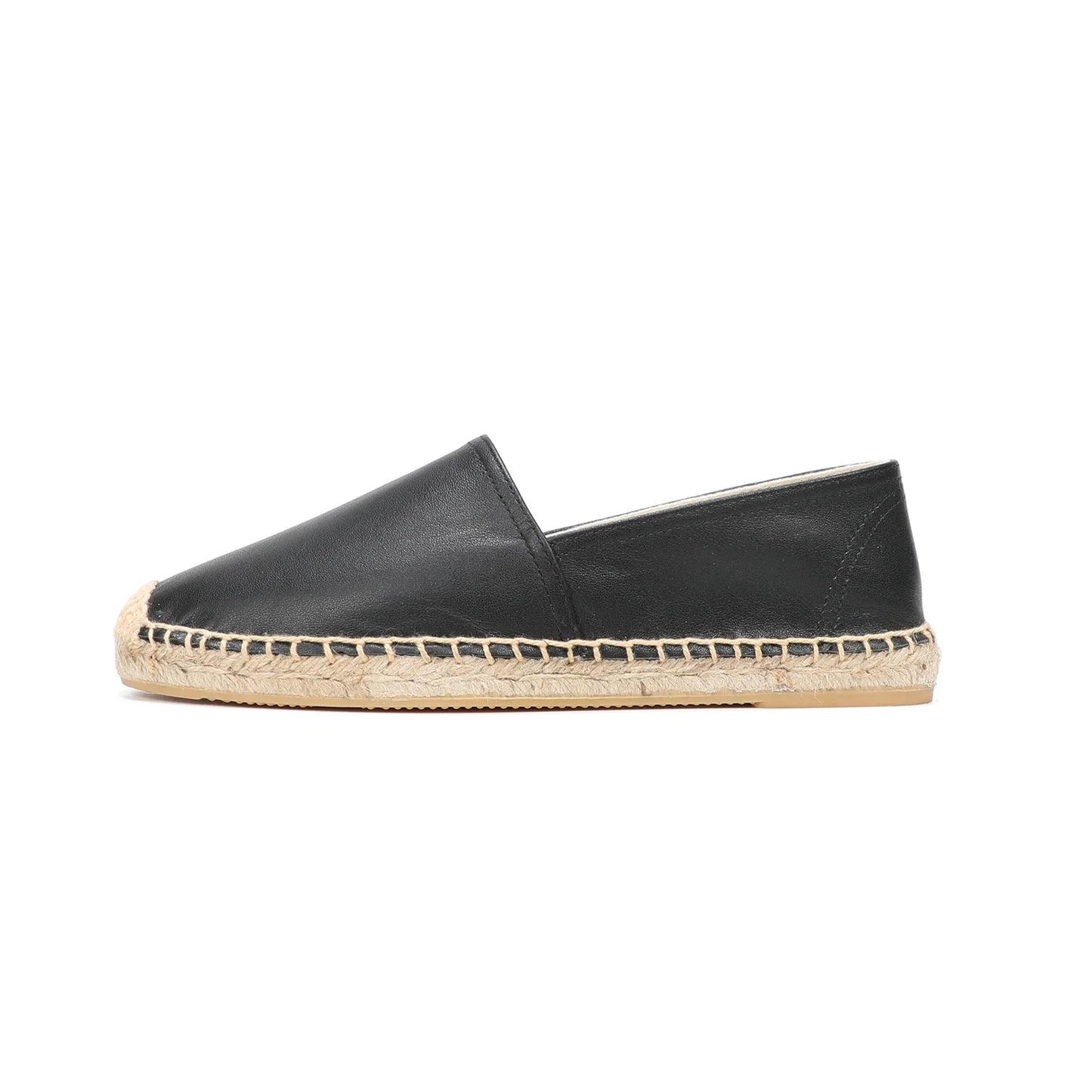 Espadrilles Femme Cuir – Bout Rond et Semelle Tressée