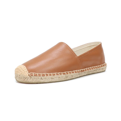 Espadrilles Femme Cuir – Bout Rond et Semelle Tressée