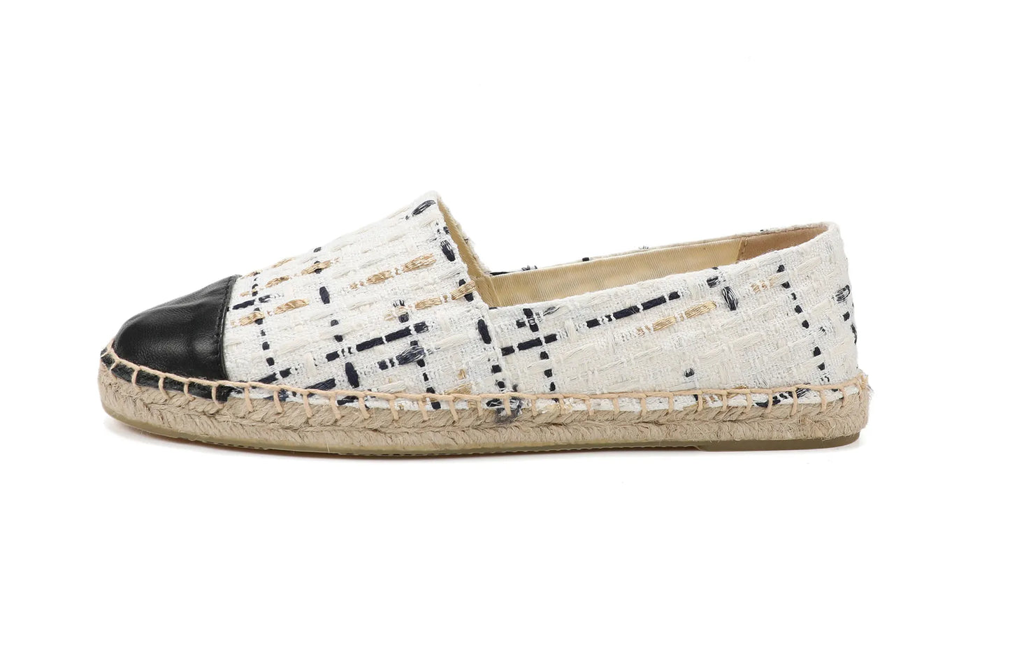 Espadrilles Femme Toile – Bout Contrasté Noir