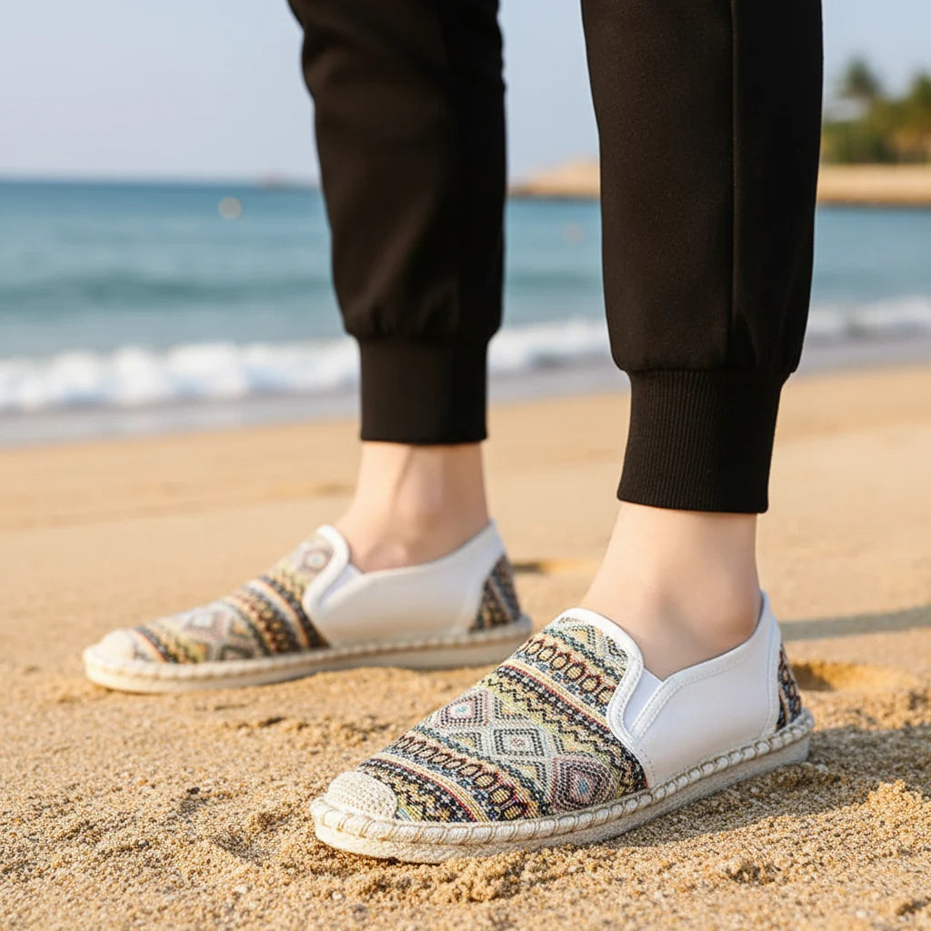 Espadrilles Homme Toile – Motifs Ethniques Slip-On