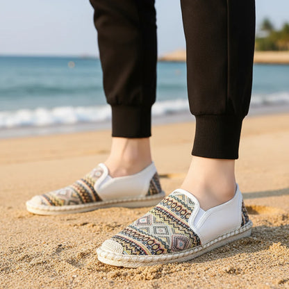 Espadrilles Homme Toile – Motifs Ethniques Slip-On
