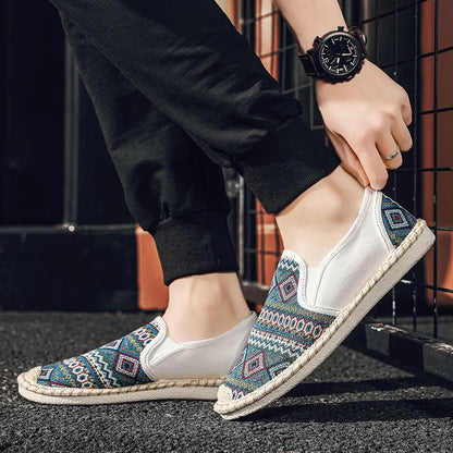 Espadrilles Homme Toile – Motifs Ethniques Slip-On