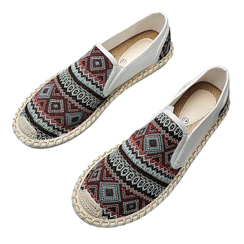 Espadrilles Homme Toile – Motifs Ethniques Slip-On