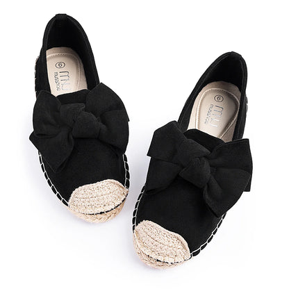Espadrilles Femme Suédine – Nœud Oversize et Bout Tressé