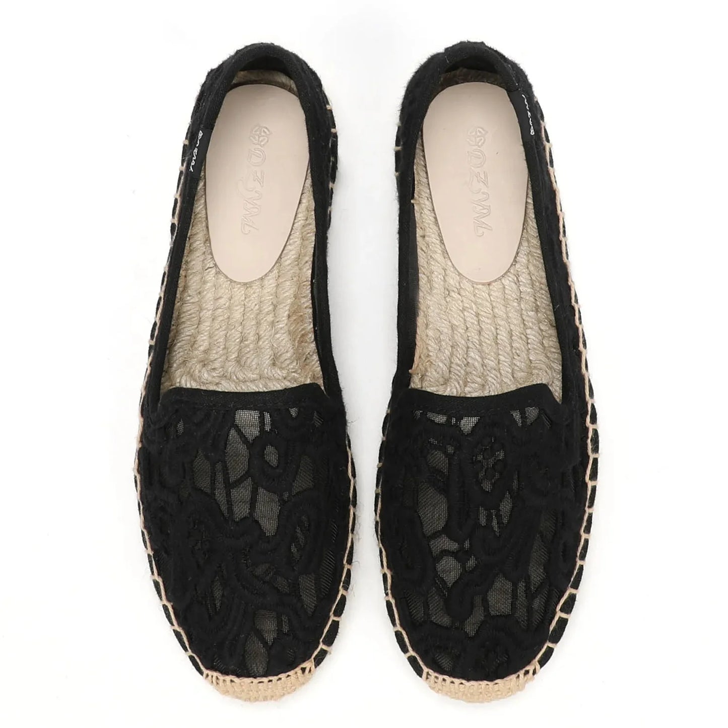 Espadrilles Femme Dentelle Florale – Slip-On Bout Rond