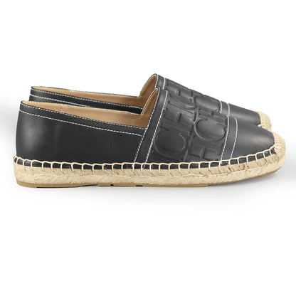 Espadrilles Femme PU – Logo Embossé Noir