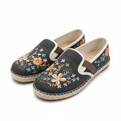 Espadrilles Femme Toile Brodée – Motif Floral Ethnique
