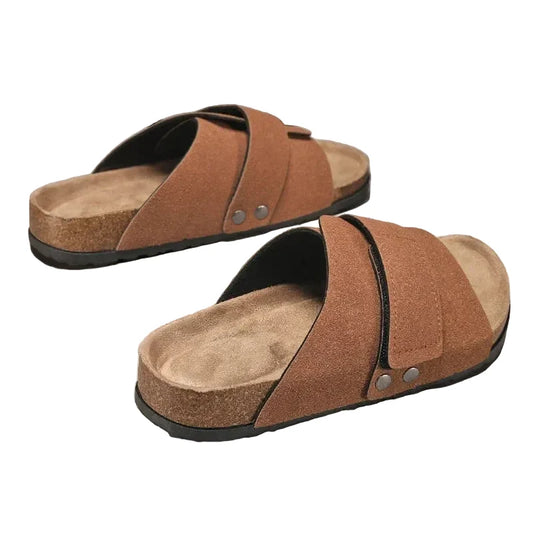 Sandales Homme – Larges Brides En Suédine Et Semelle Confort Anatomique