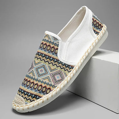 Espadrilles Homme Toile – Motifs Ethniques Slip-On