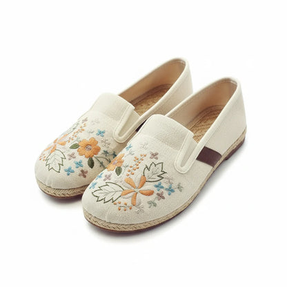 Espadrilles Femme Toile Brodée – Motif Floral Ethnique