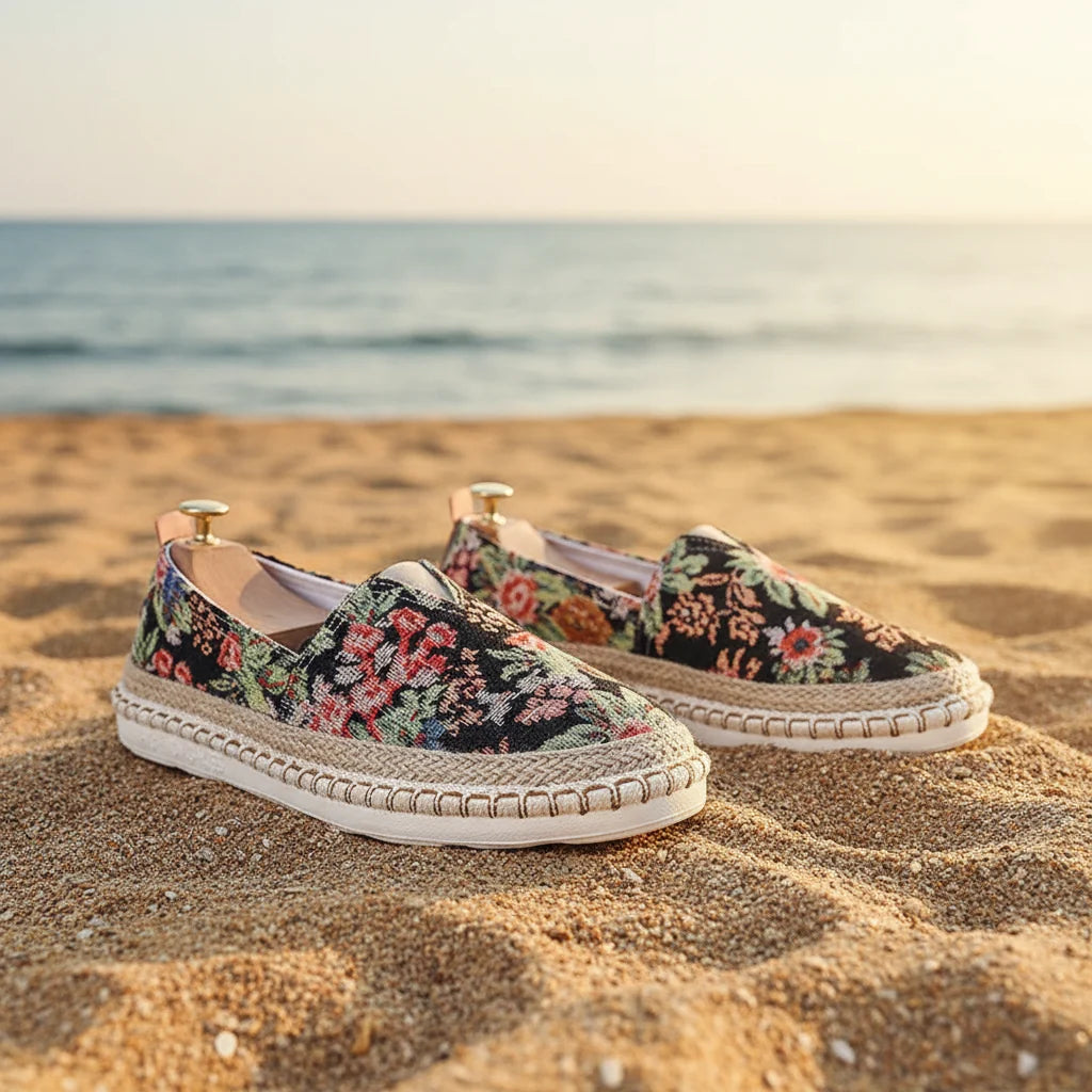 Espadrilles Homme Coton – Imprimé Floral Semelle Corde