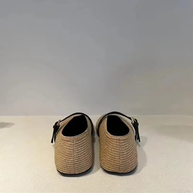 Espadrilles Femme Toile Tressée – Bride Boucle Noir